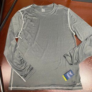Reebok Mens Gray High Performance Long Sleeve Activewear Pullover T Shirt Size L